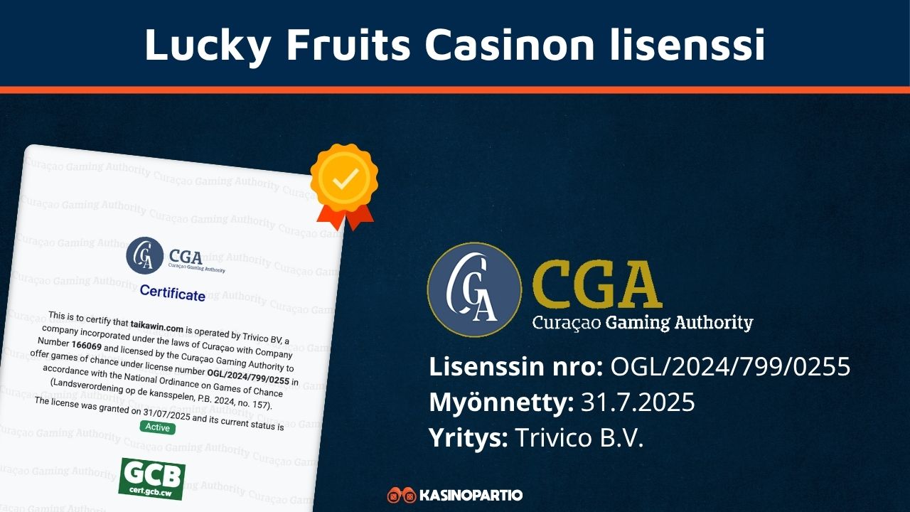 Lucky Fruits Casinon lisenssi
