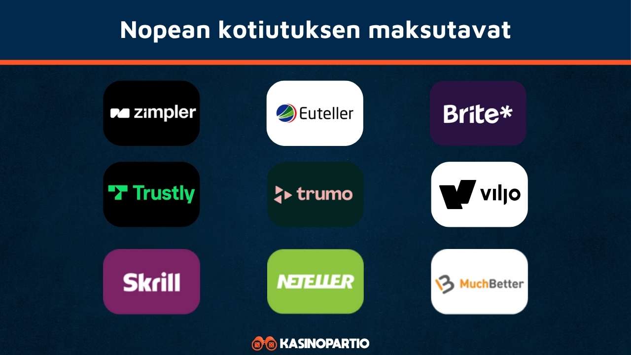 Nopeat kasinot toimivat näillä maksutavoilla