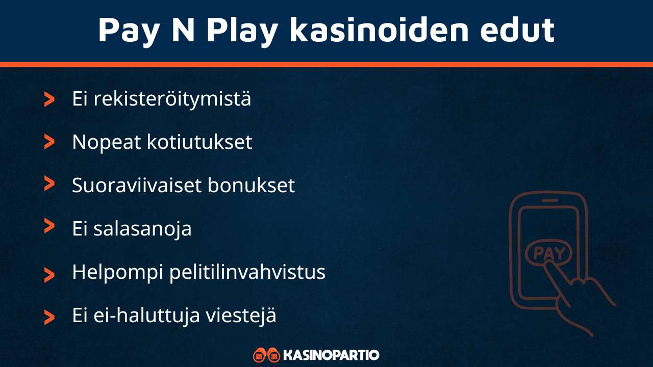 Pay N Play kasinoiden edut