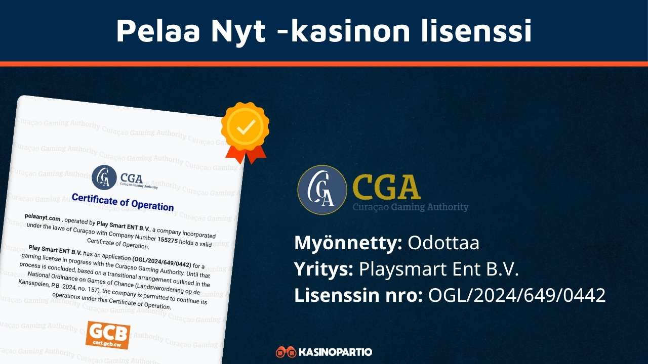 Pelaa Nyt Kasinon lisenssi