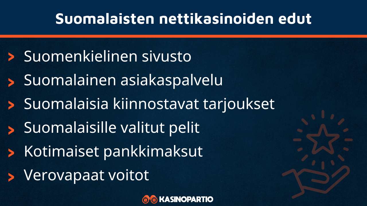 Suomalaiset nettikasinot omaavat nämä edut