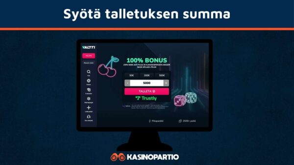Syötä summa jonka haluat tallettaa Trustly Casinolle