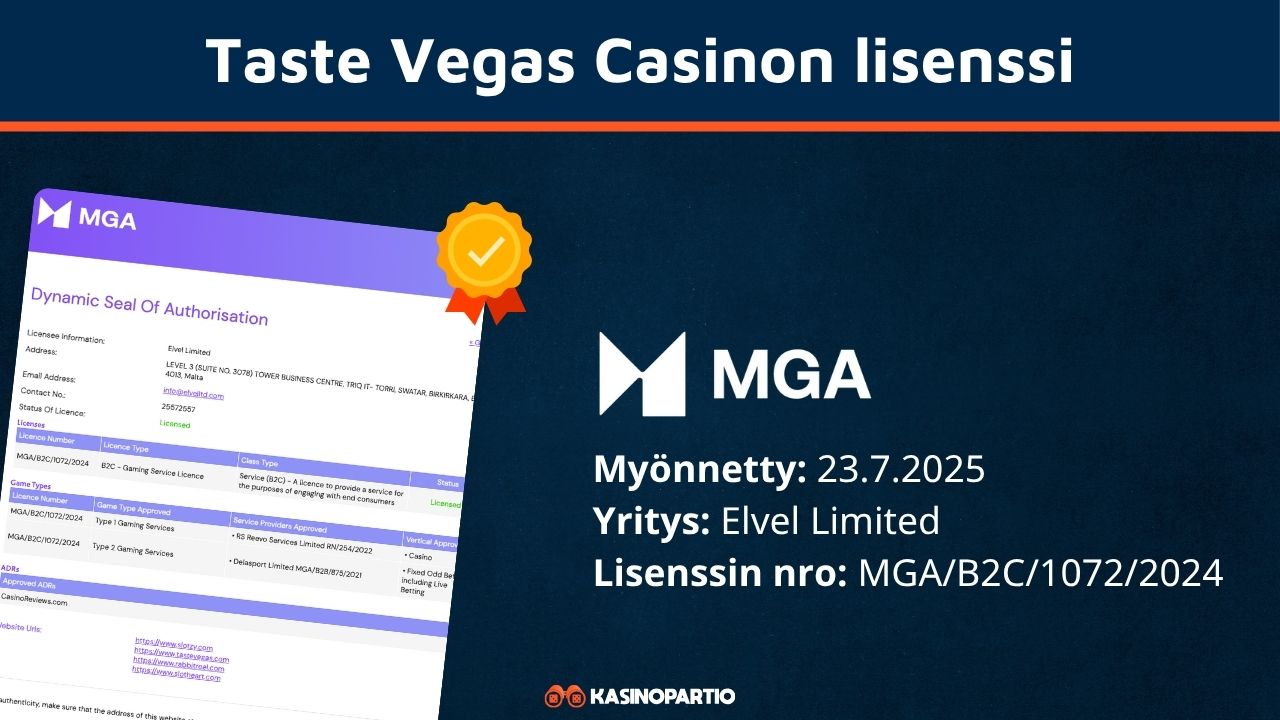 Taste Vegas Casinon lisenssi
