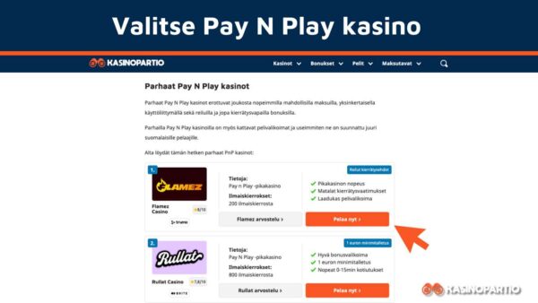 Valitse Pay N Play casino
