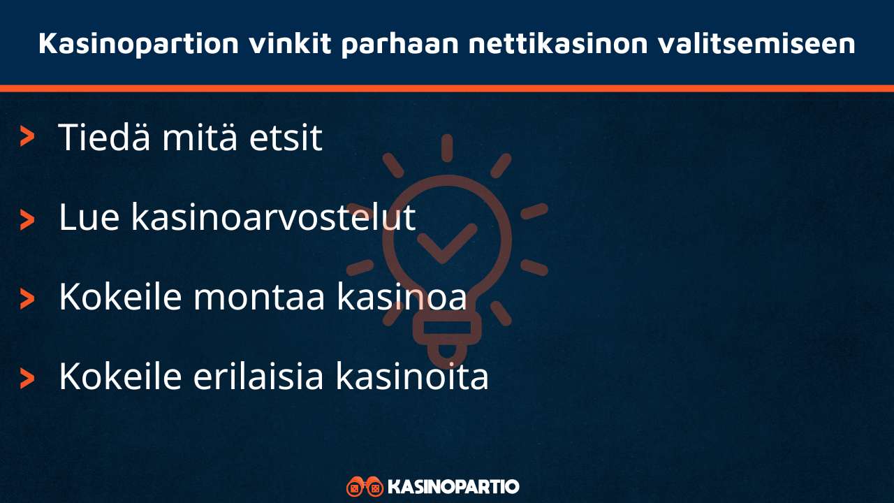 Kasinopartion vinkit parhaan kasinon valitsemiseen