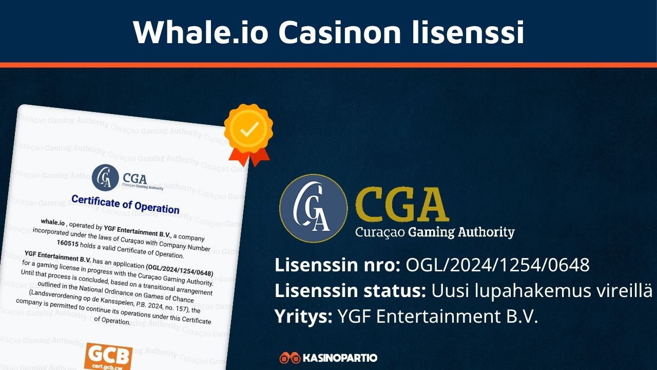 Whale io Casinon lisenssi