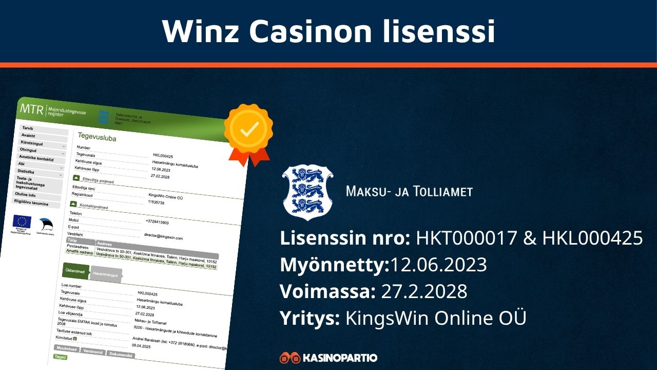 Winz Casinon lisenssi