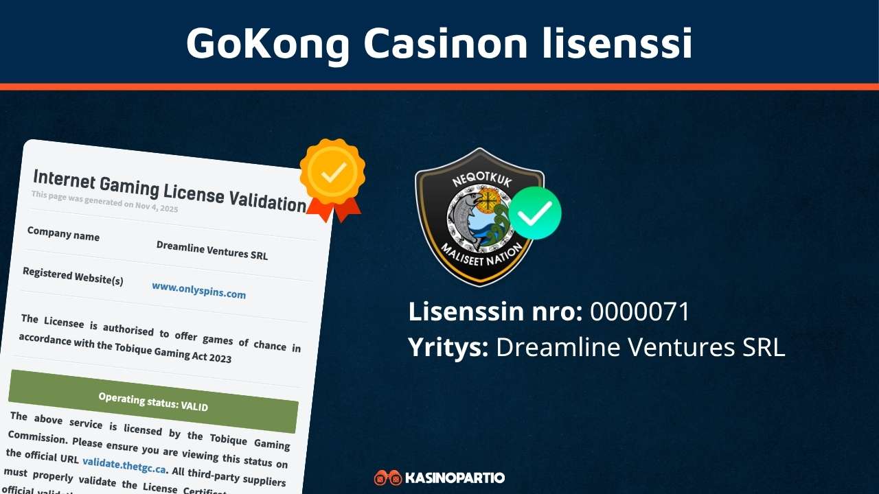 GoKong Casinon lisenssi