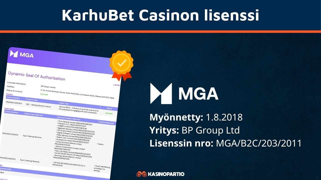 Karhubet Casinon lisenssi