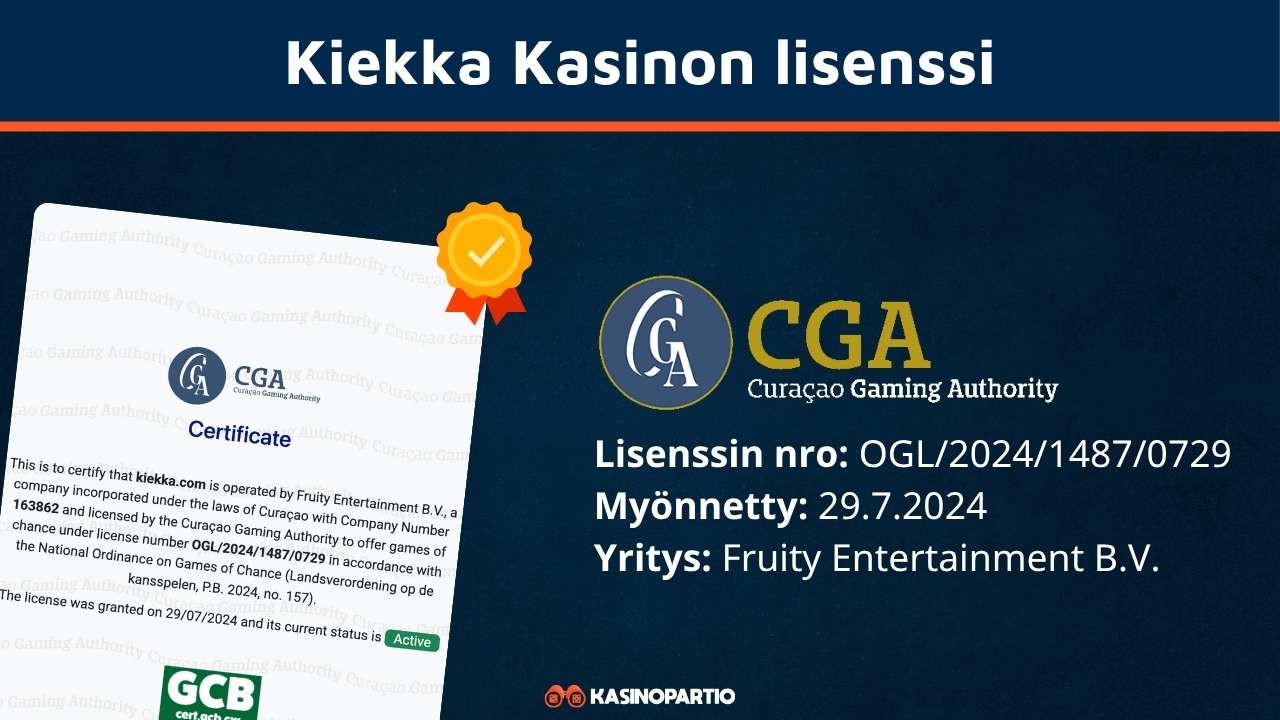 Kiekka Kasinon lisenssi