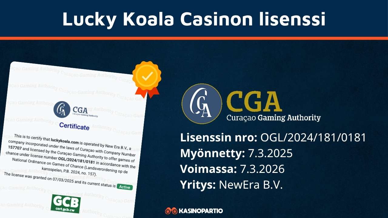 Lucky Koala Casinon lisenssi