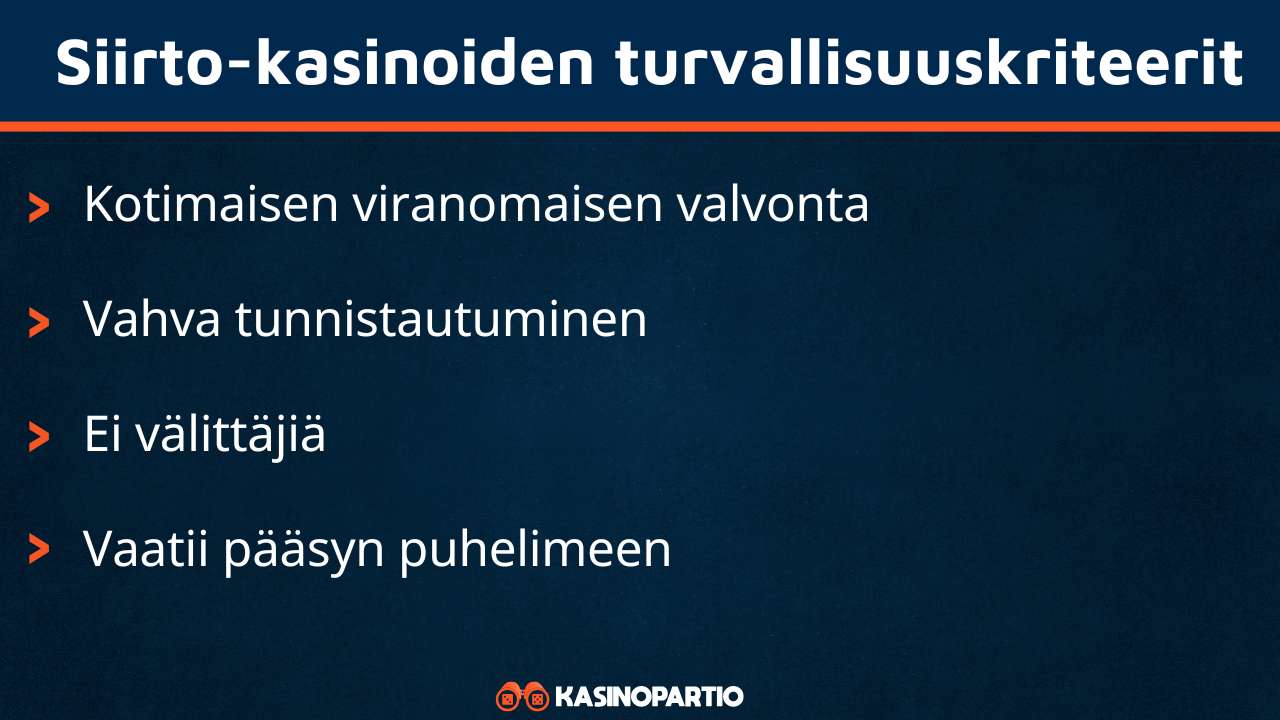 Siirto kasinot ovat turvallisia näistä syistä