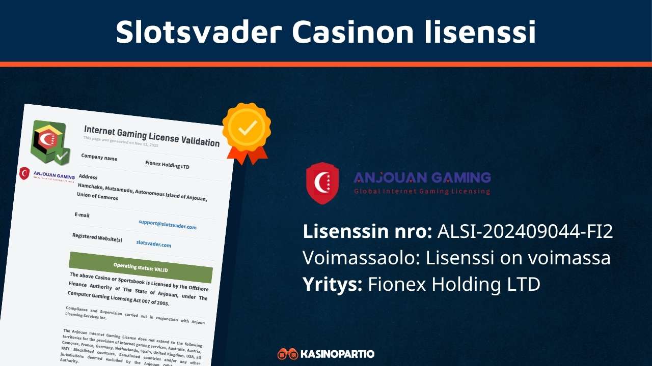 Slotsvader Casinon lisenssi
