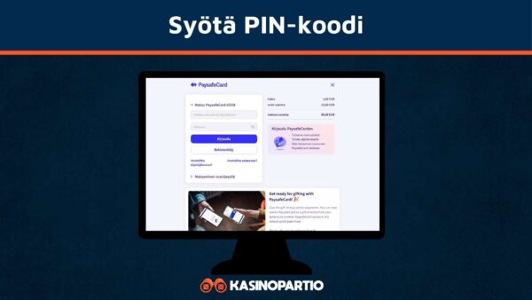 Syötä Paysafecardin PIN-koodi ruutuun