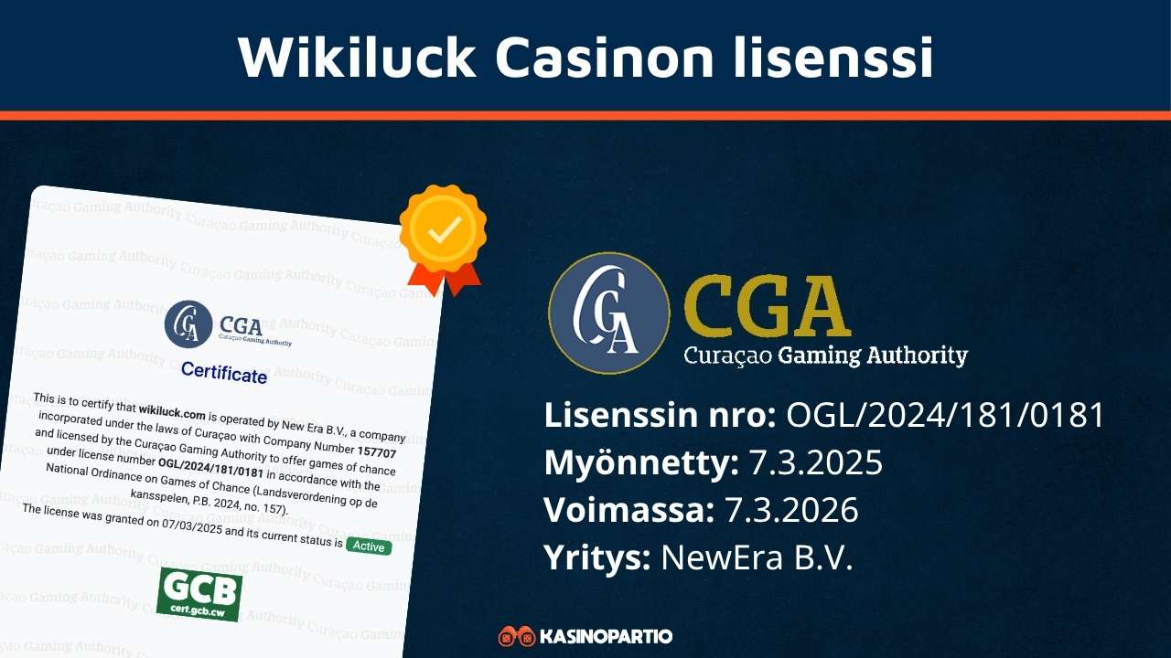 Wikiluck Casinon lisenssi