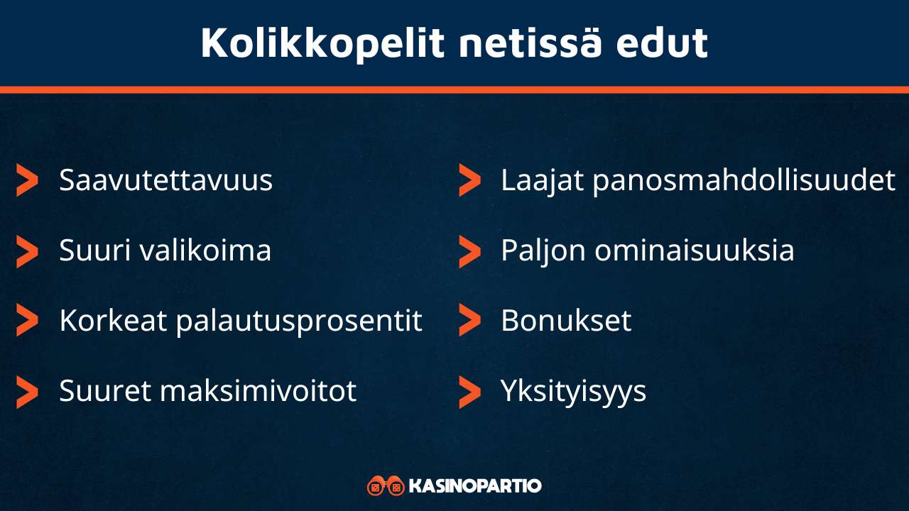 Kolikkopelit netissä omaavat nämä edut