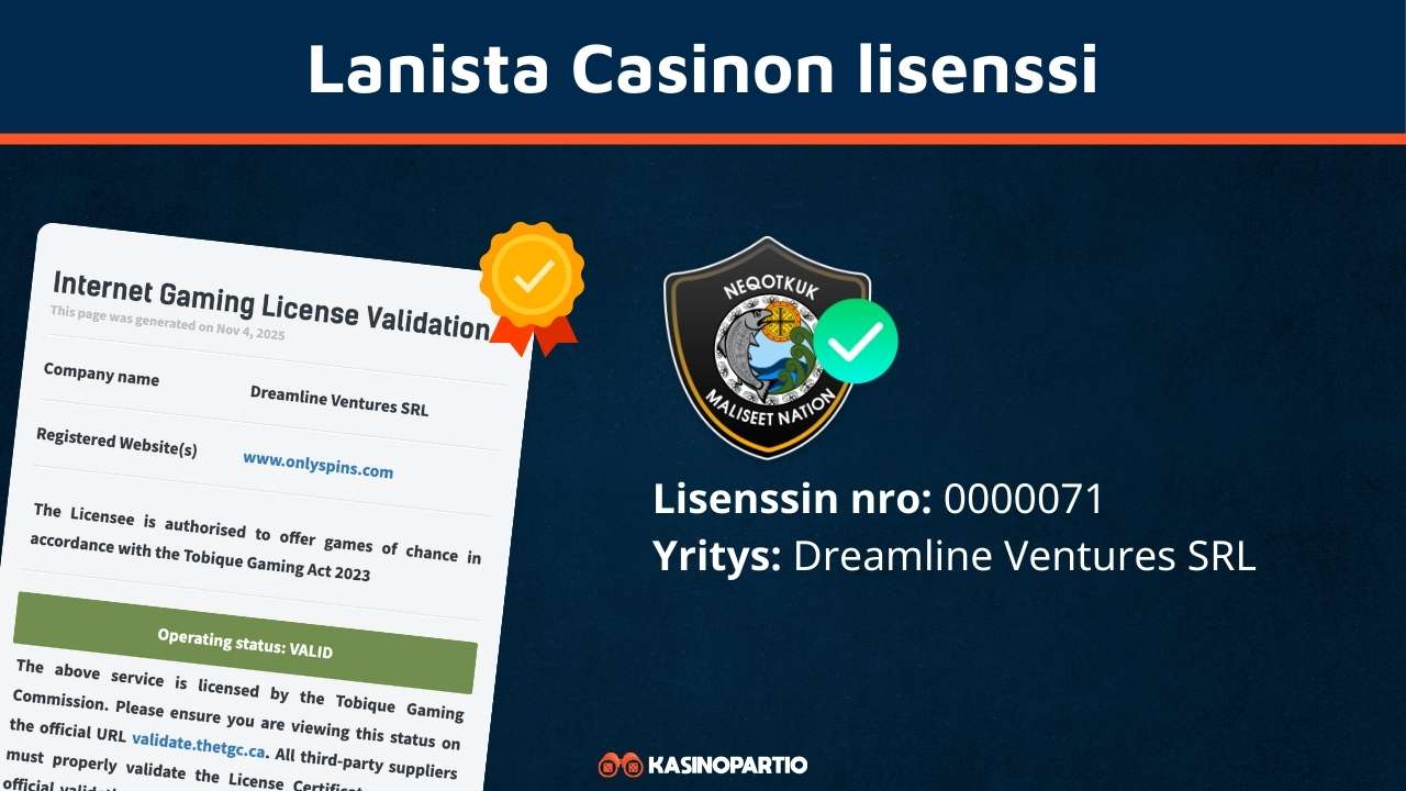 Lanista Casinon lisenssi