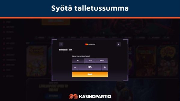 Syötä Mastercard talletus summa