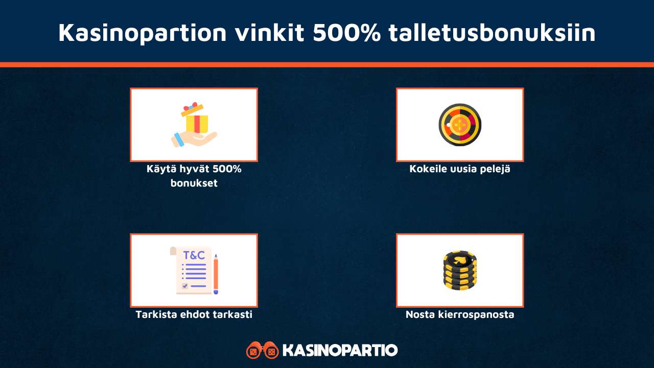 Vinkkejä 500% bonusten käyttämiseen