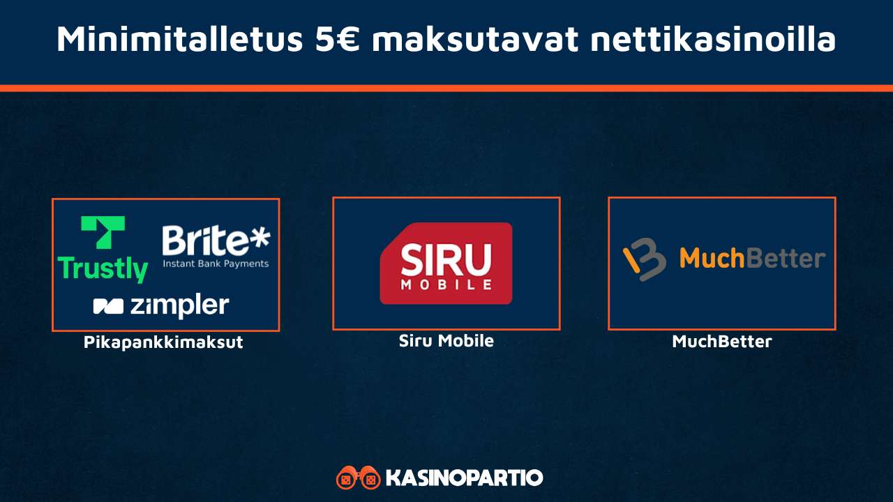 5 euron talletus kasinon maksutavat