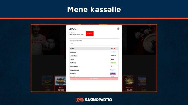 Mene kassalle talletusta varten