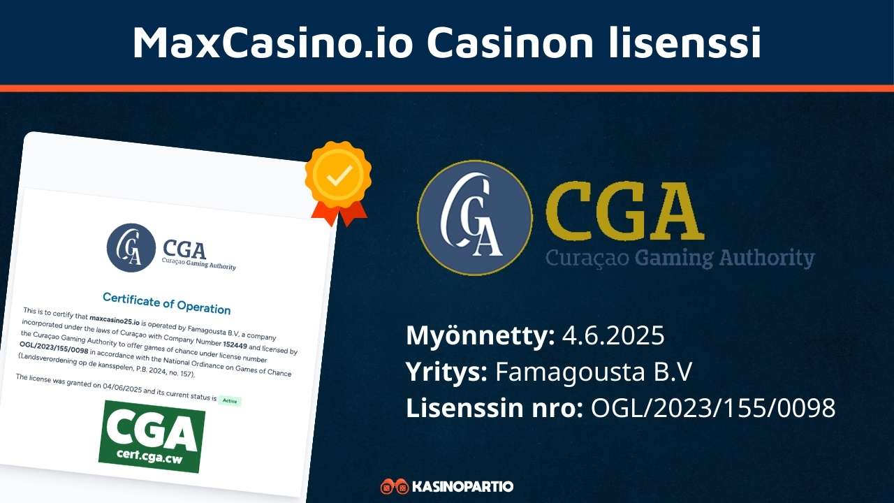 MaxCasino.io lisenssi