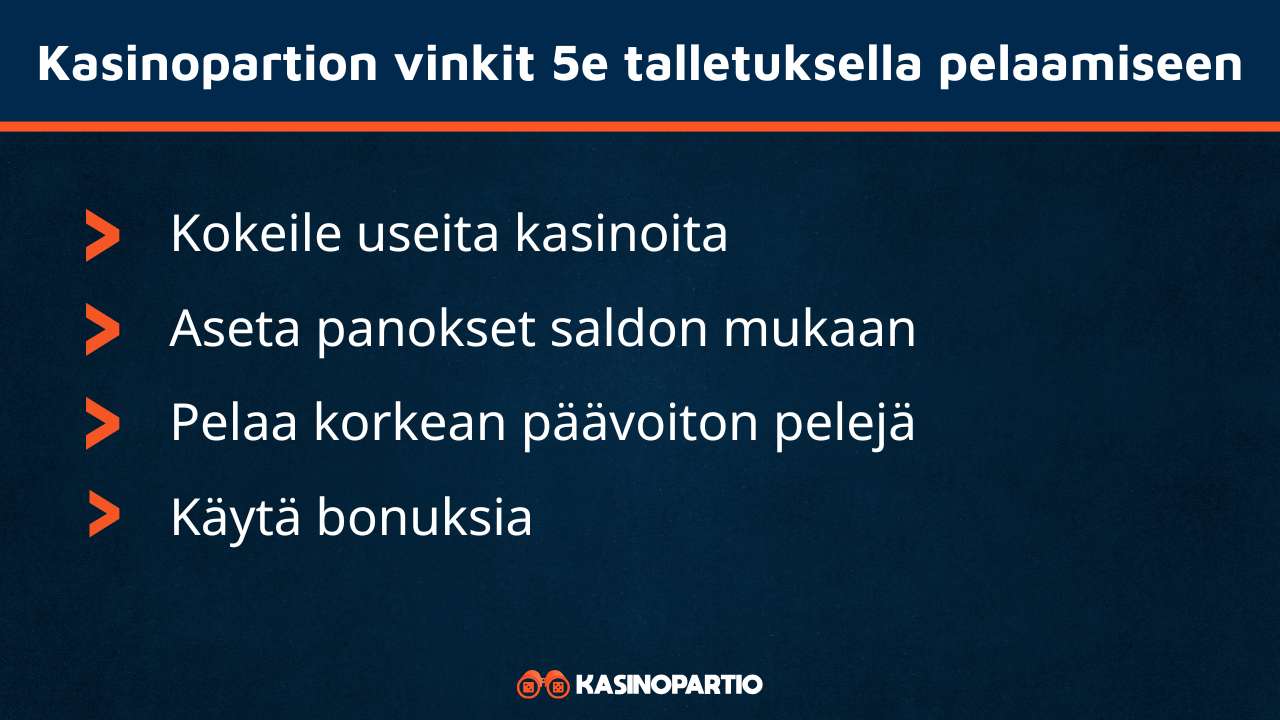 5e talletus kasinot vinkit