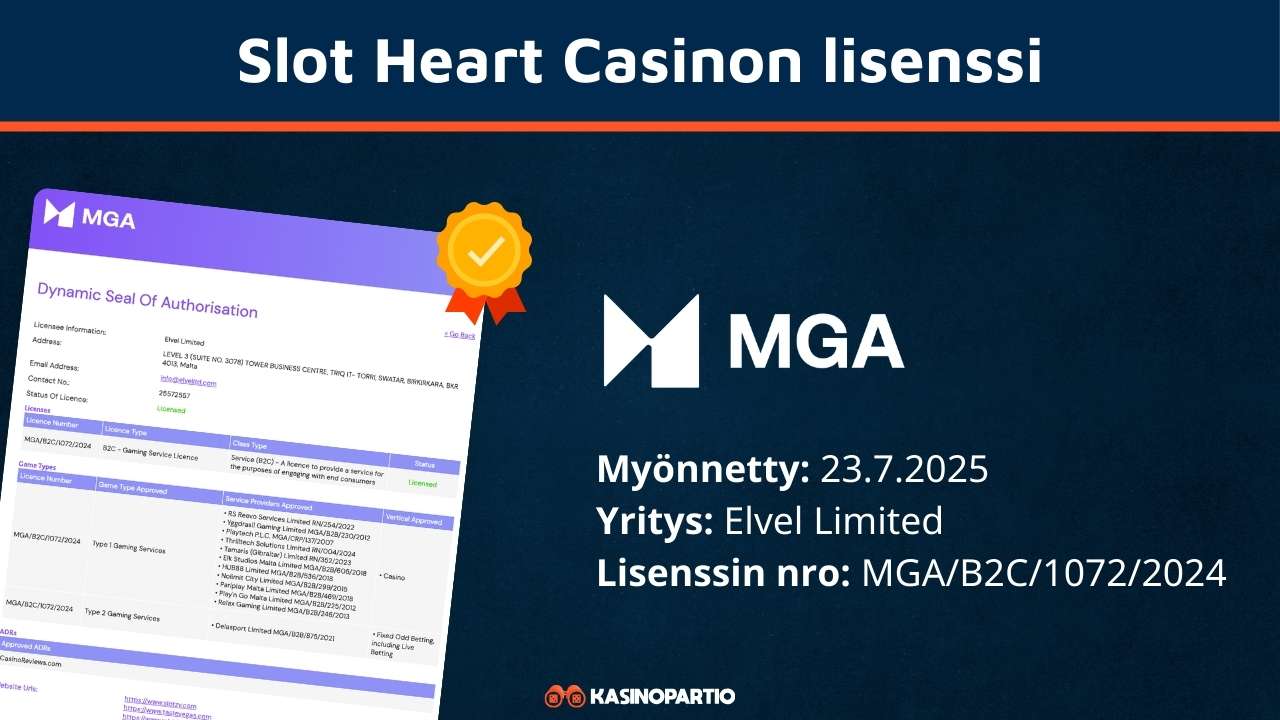 Slot Heart Casinon lisenssi