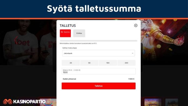 Syötä Jeton-talletussumma
