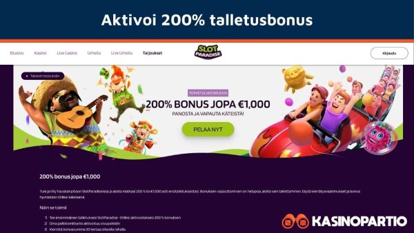Aktivoi 200% talletusbonus