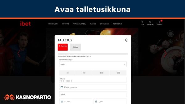 Avaa verkkopankkikasinon talletusikkuna