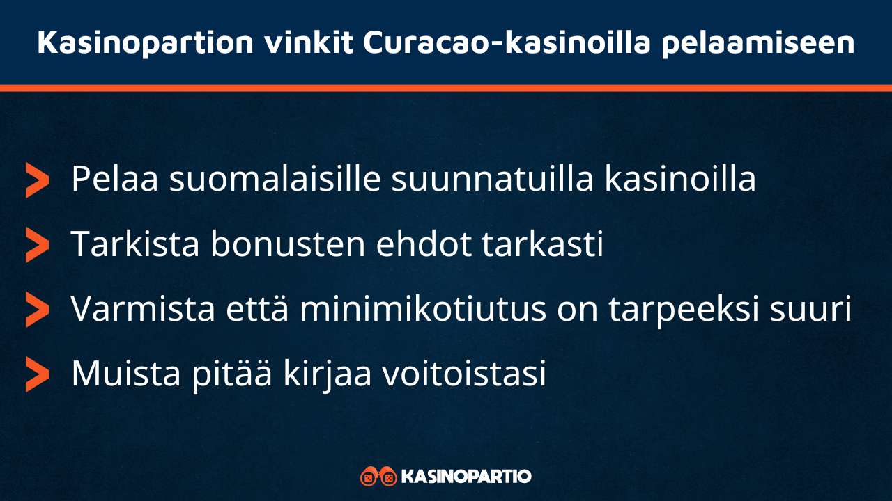 Curacao casino vinkit Kasinopartiolta