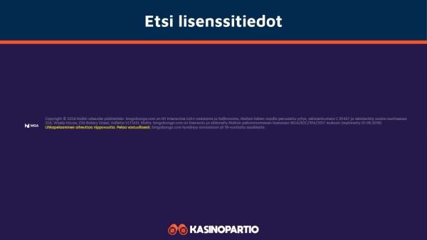 Etsi lisenssitiedot footerista