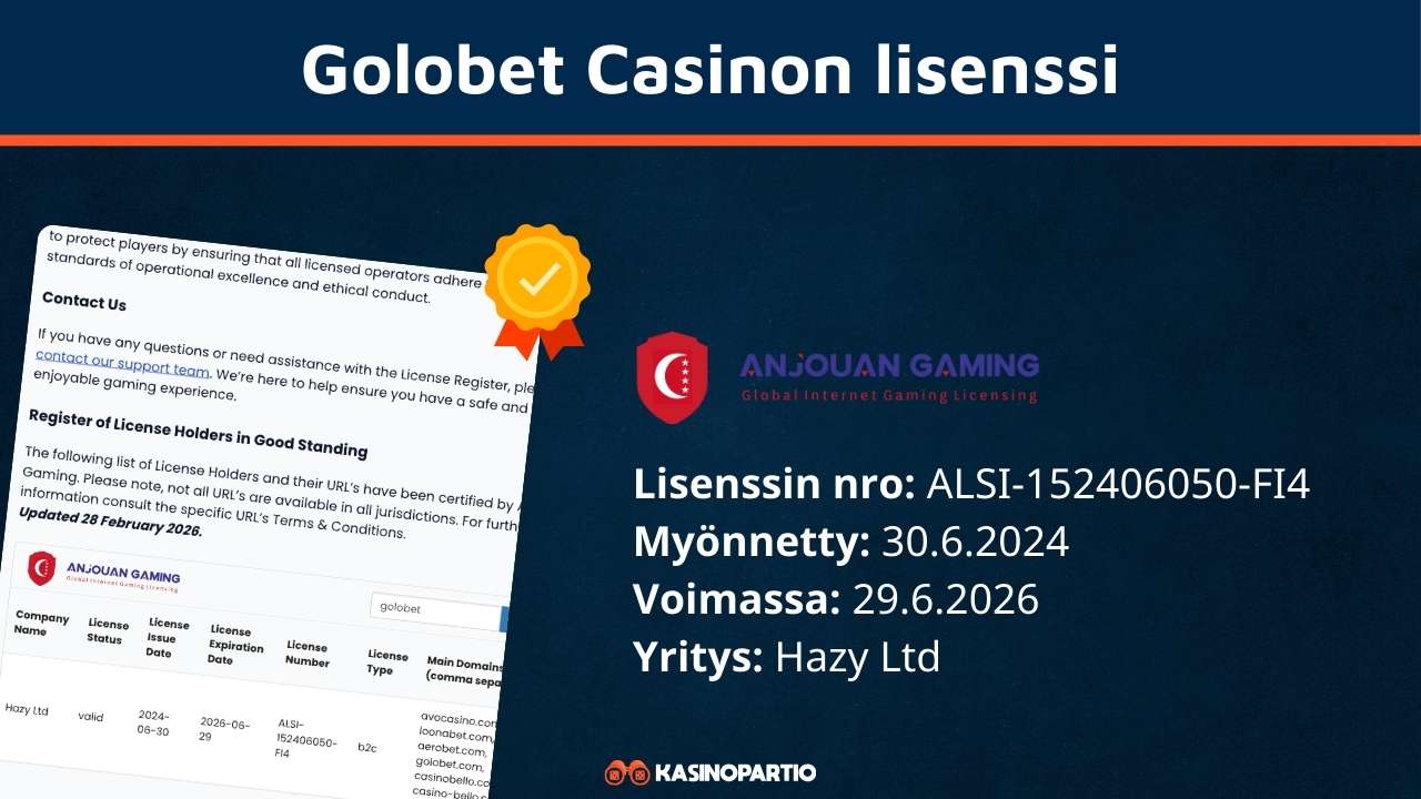 Golobet Casinon lisenssi