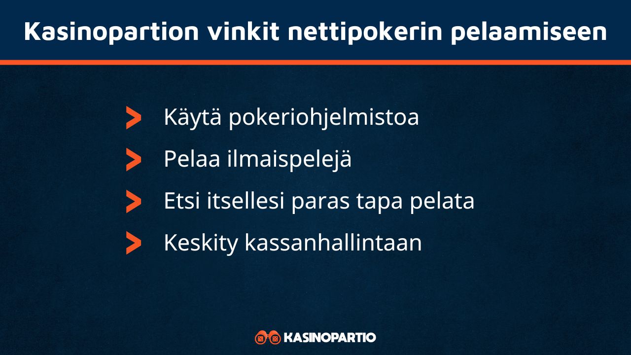 Kasinopartion vinkit nettipokerin pelaamiseen