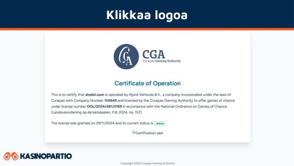 Klikkaa Curacaon lisenssin logoa