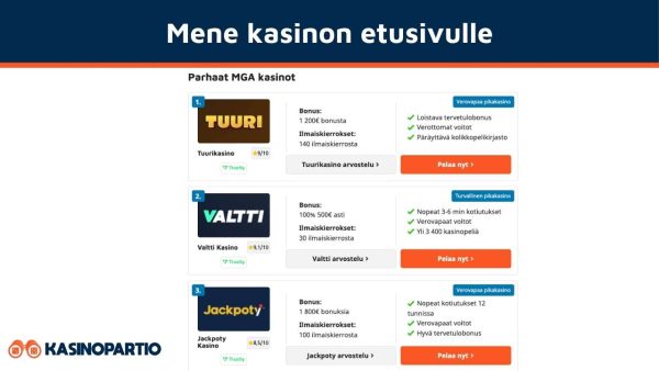Mene MGA-kasinon etusivulle
