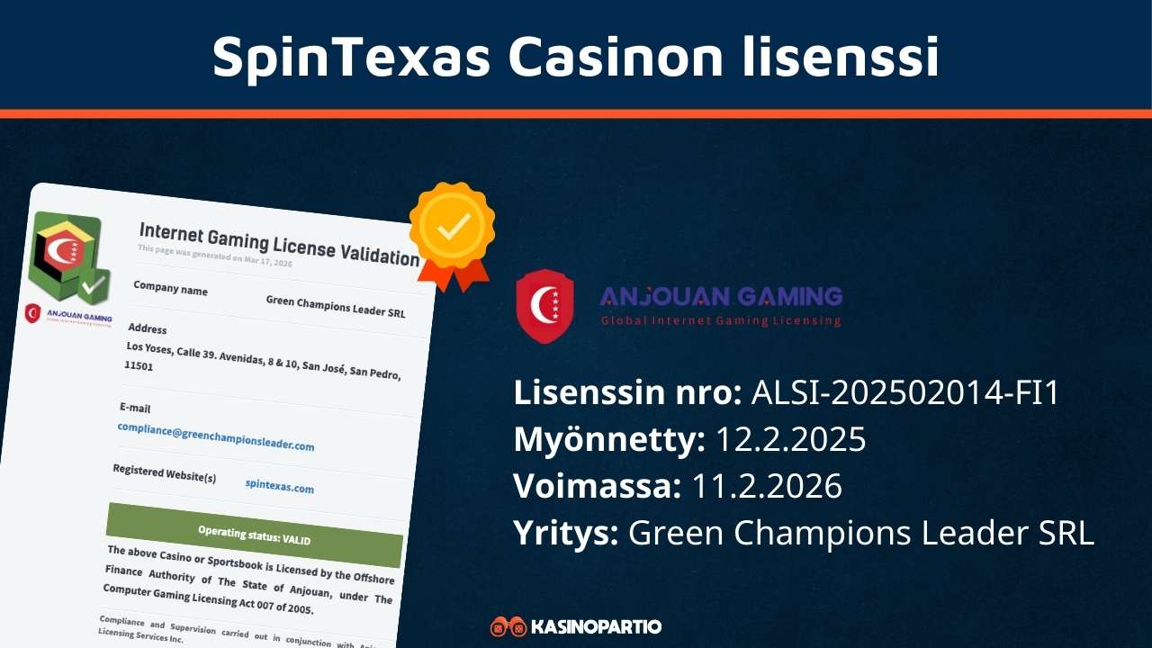 SpinTexas Casinon lisenssi