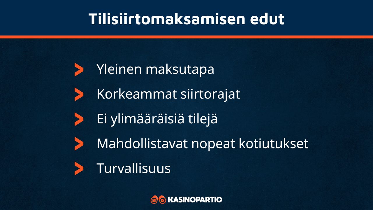Tilisiirtomaksujen edut nettikasinoilla