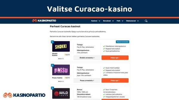 Valitse Curacao-kasino