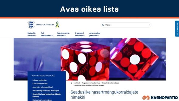 Avaa Viron kasinolisenssin listaus
