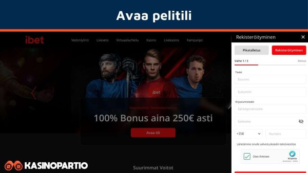 Avaa pelitili rahapelisivulle