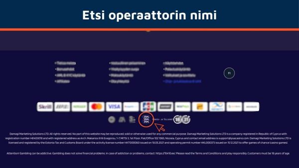 Etsi Viron kasinon operaattorin nimi