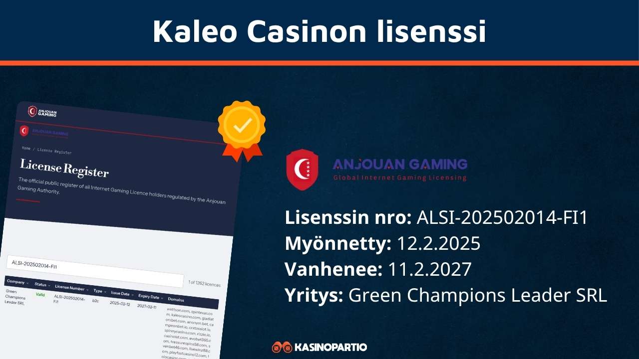 Kaleo-kasinon lisenssi