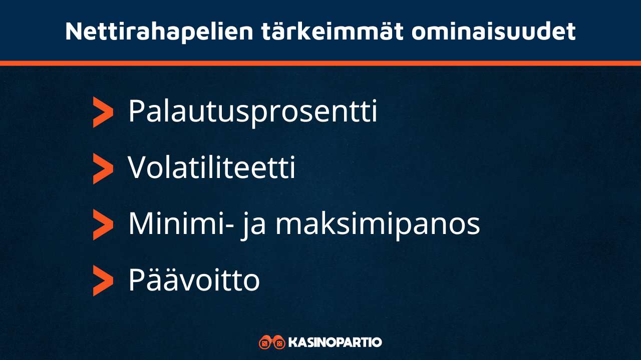 Rahapelit netissä tärkeimmät ominaisuudet