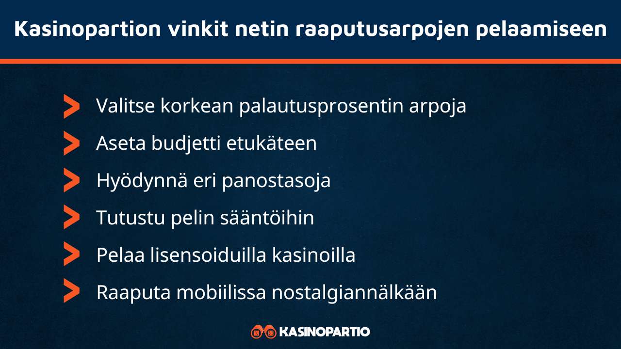 Kasinopartion vinkit nettiarpojen pelaamiseen