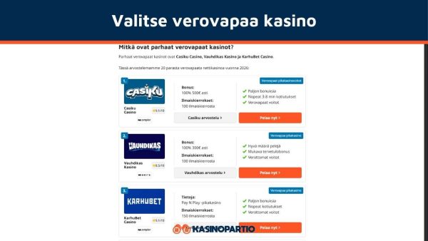 Valitse verovapaa kasino