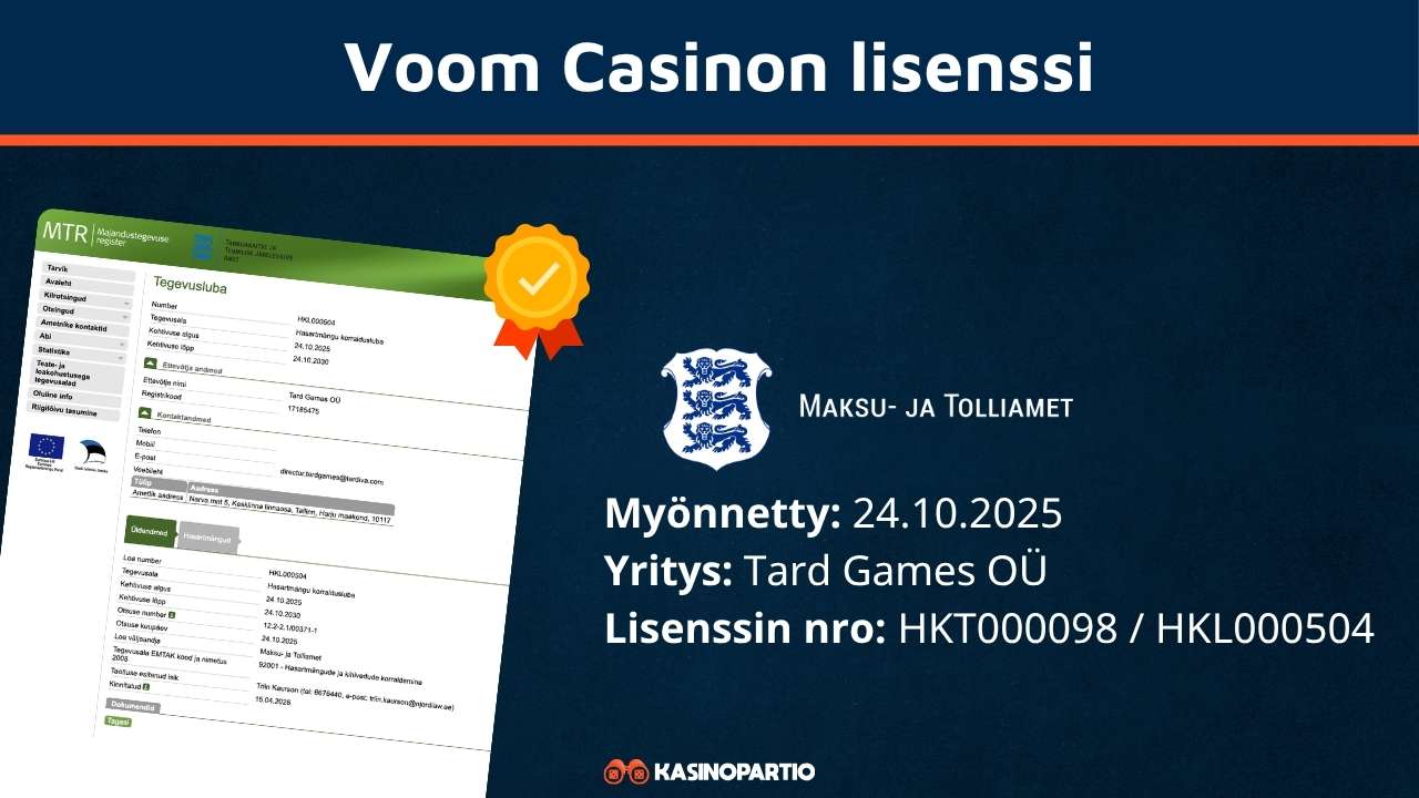voom-kasinon lisenssi