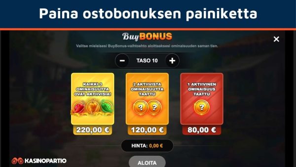 Paina ostobonuksen painiketta