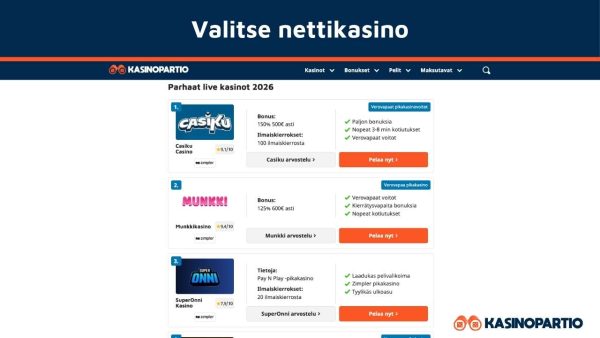 Valitse livekasino
